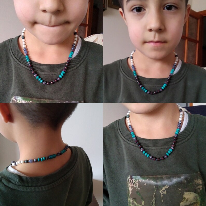 Handmade jewelry made of natural stones Kids Jewelry Gift Natural stone necklace for boys Mens Necklace Natural Stone Energy Mens Necklace