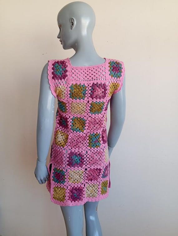 Vintage Granny Square Crochet Vest: 1980s Handmad… - image 8