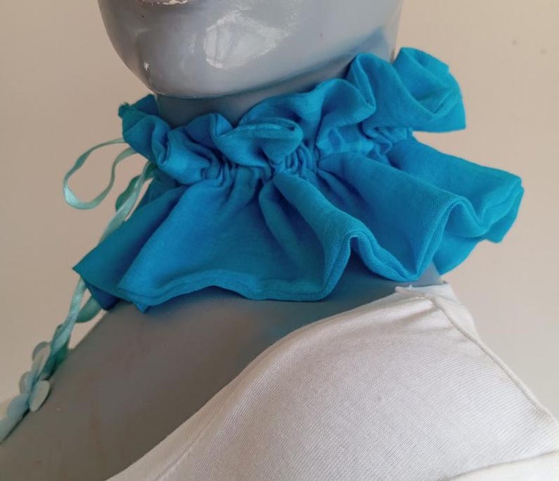 Victorian Style Frilly Blue Collar, Women's Ruffle Neck Ruff, Handmade ...