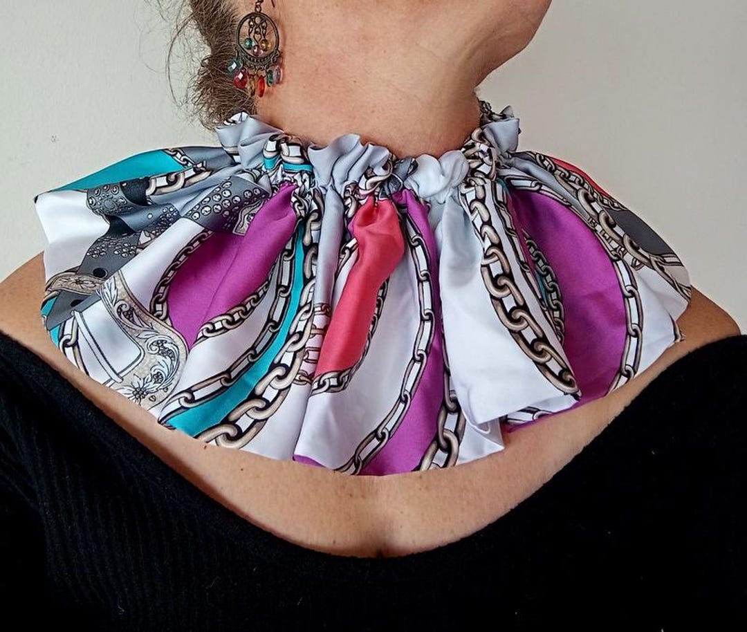 Banded Ruff Top Style Mandala Satin Neck Ruff, Victorian Style Collar, Upcycled Fabric - Etsy