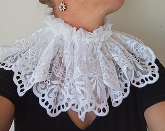 Detachable Ruffle Collar, Lace Choker, Victorian, Halloween Accessory