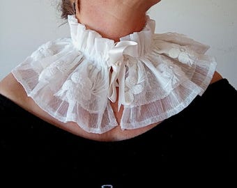 Detachable Tulle Ruffle Collar, Circus Clown Ruff, Victorian Style Accessory
