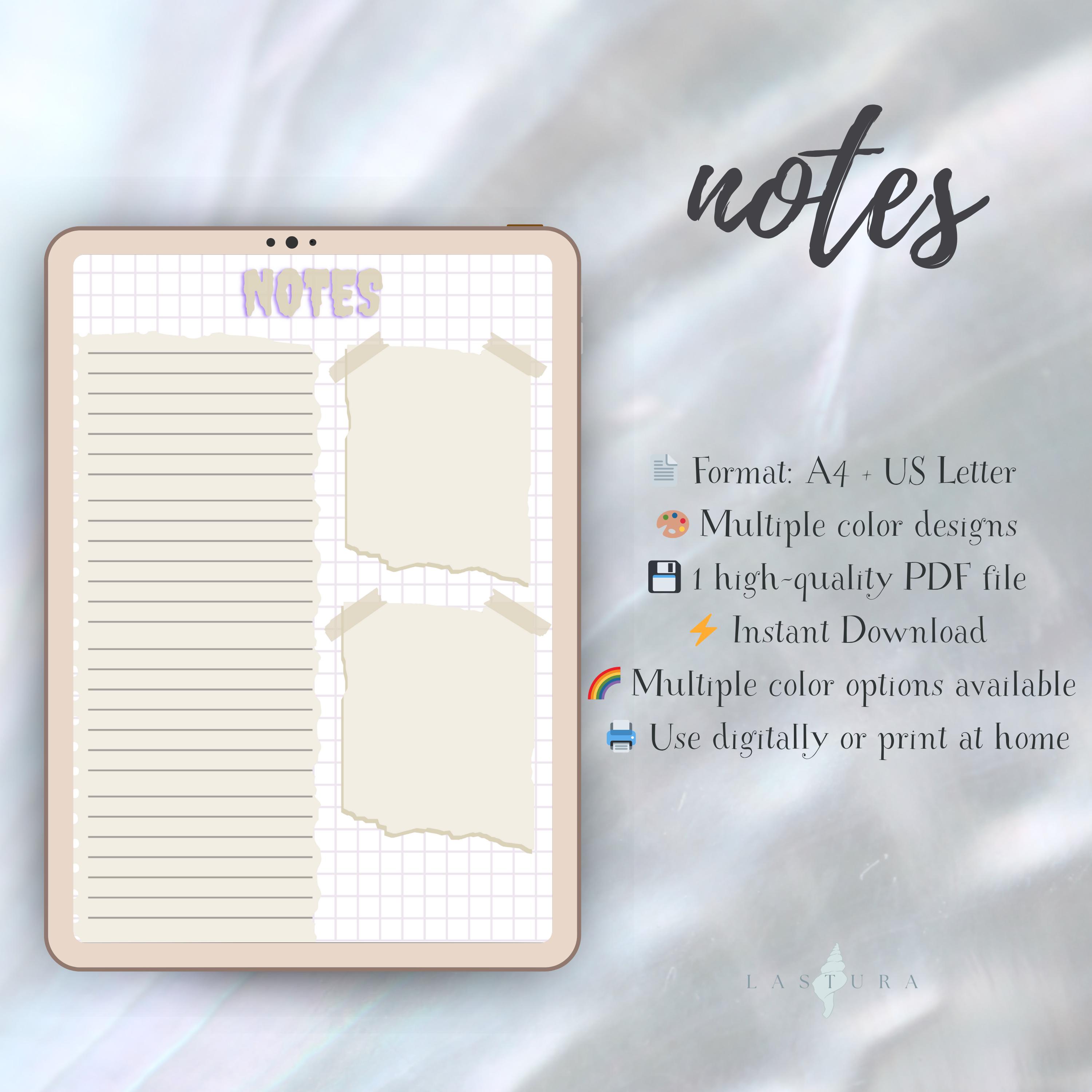 Notes Page Printable - Etsy