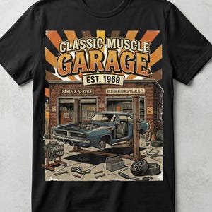 Garaje de Muscle Car clásico PNG SVG, diseño de camiseta retro automotriz, restauración de Muscle Car vintage, regalo para amantes de los cargadores, descarga digital