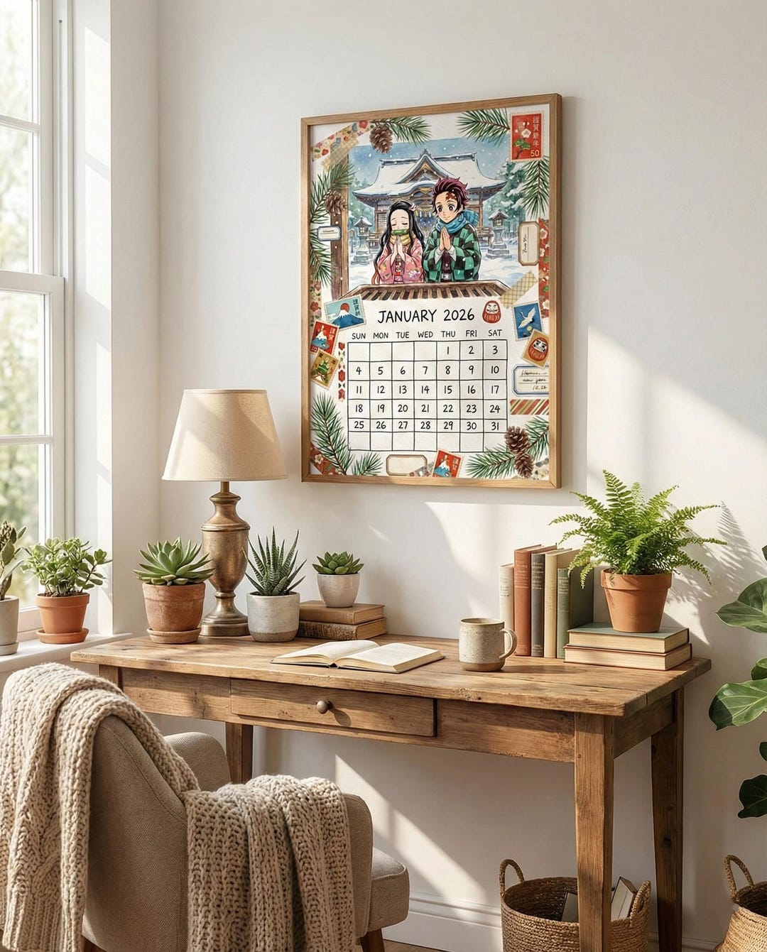 Calendrier anime 2026, art manga kawaii, nouvel an japonais (PDF ...