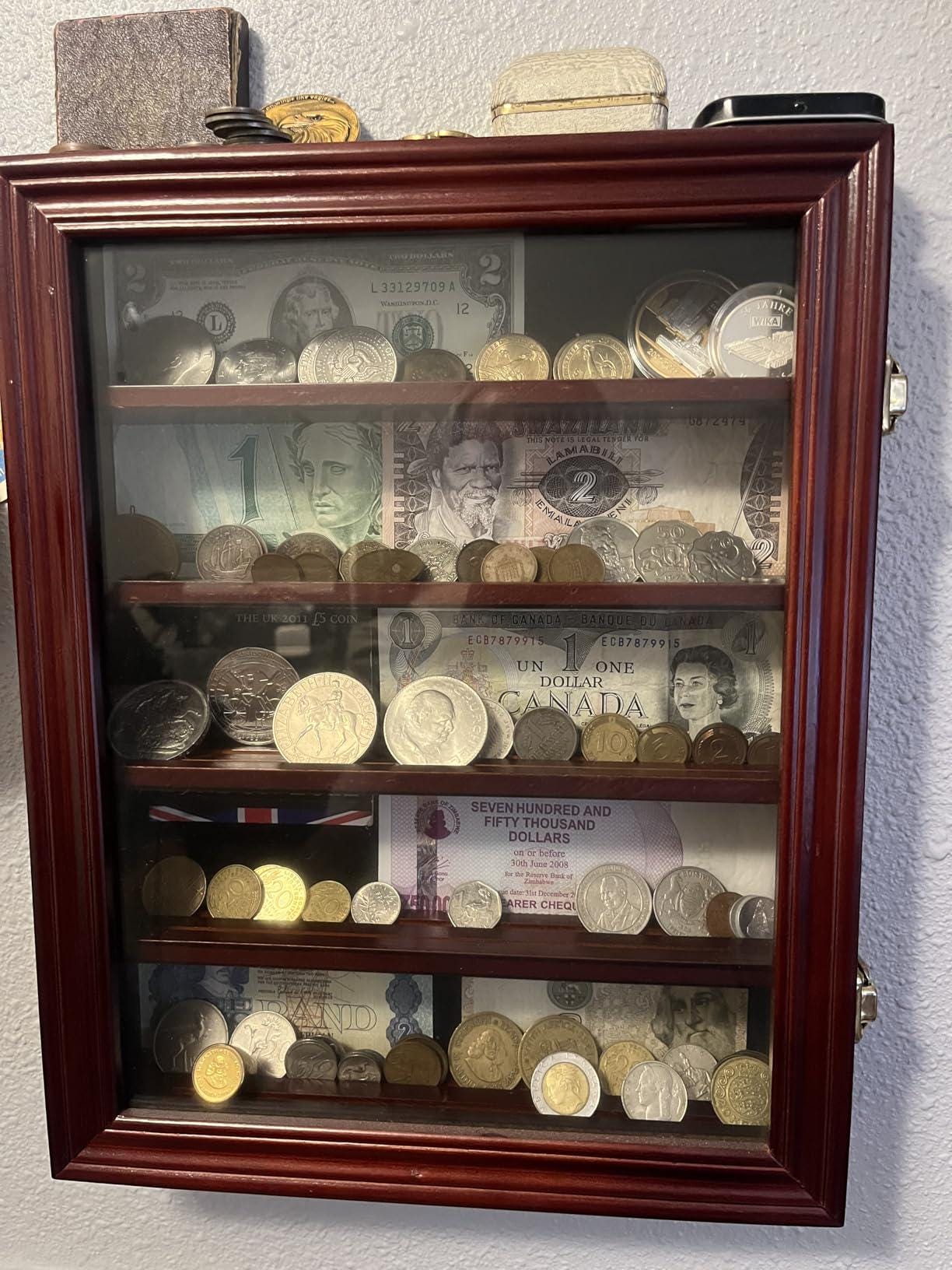 Wooden Challenge Coin Display Case With Glass Front & Wall Mount ...