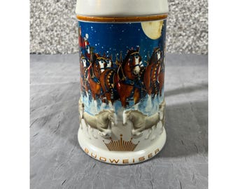 Budweiser 2005 Holiday Stein CS628 Clydesdale Winter Scene Ceramarte Brazil Mug