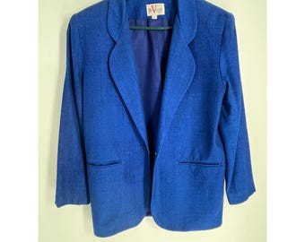 Chaqueta tipo blazer VTG Bill Vander Sport 100% seda para mujer, talla 6, azul marino, fabricada en EE. UU. en los años 90.