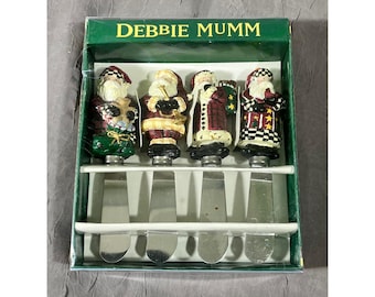 VTG Debbie Mumm 99' Magic of Santa Spreaders Set of 4 Christmas Cheese Knives