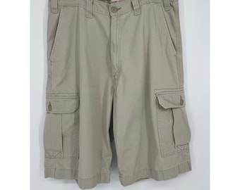 VTG Levi Strauss Signature Cotton Cargo Shorts Men 38 Tan Khaki Relaxed Fit Y2K