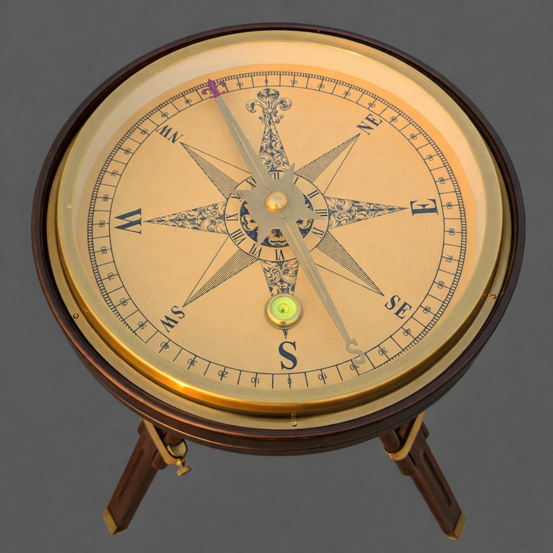 Vintage Nautical Compass Side Table | Handmade Wooden Tripod Table ...