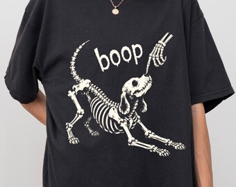 Dog Meme Shirt, Boop Dog Skeleton Halloween Sweatshirt, Funny Spooky Dog Lover Tee, Dog Mom Gift, Vintage Halloween Costume Party Shirt