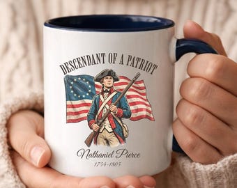 Taza del 250 aniversario, personalizada para descendientes de patriotas, taza de café para antepasados de la Guerra de Independencia, 1776-2026, América 250, regalo DAR SAR