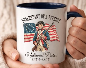 250th Anniversary Mug, Personalized Descendant of a Patriot, Revolutionary War Ancestor Coffee Cup, 1776 2026, DAR SAR Gift