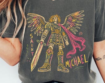 St Michael Prayer Shirt, Saint Michael Archangel Tee, Catholic Confirmation Gift, Defend Us in Battle Shirt, Spiritual Warfare Shirt