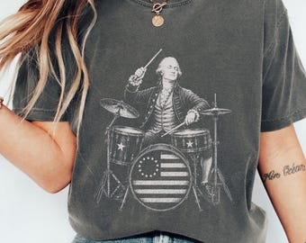 Alexander Hamilton Drummer Tee, Funny History Teacher Shirt, Founding Fathers Music Parody, History Buff Gift, Vintage 4th of July Tee