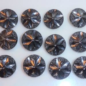 Buttons 12 Silver Buttons One Dozen Vintage