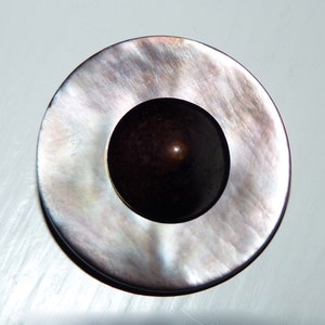 Button Round Pearl and Copper Shade Vintage Button image 1