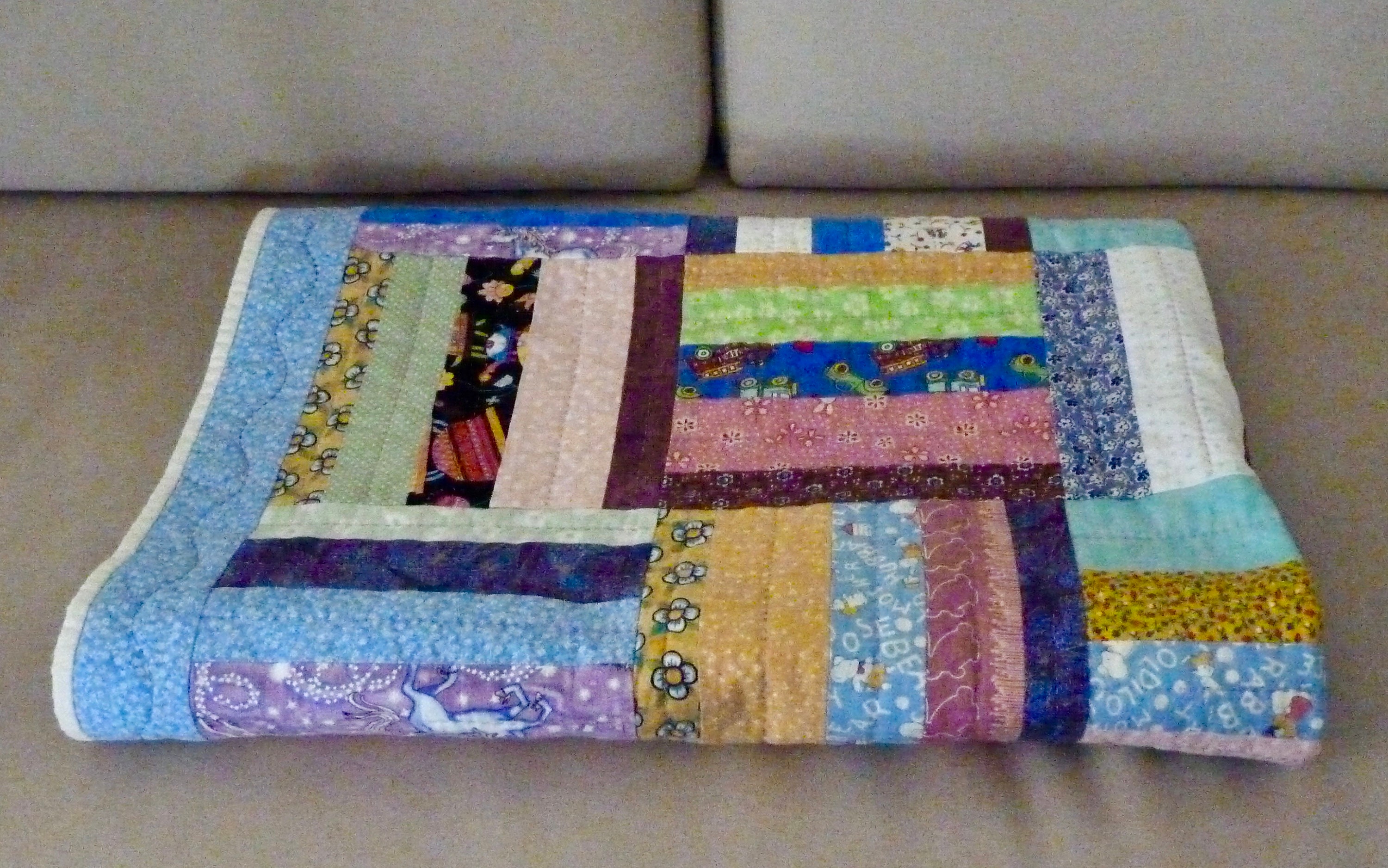 Quilt Baby or Lap/throw Quilt Scrappy Strips Colorful Hand | Etsy