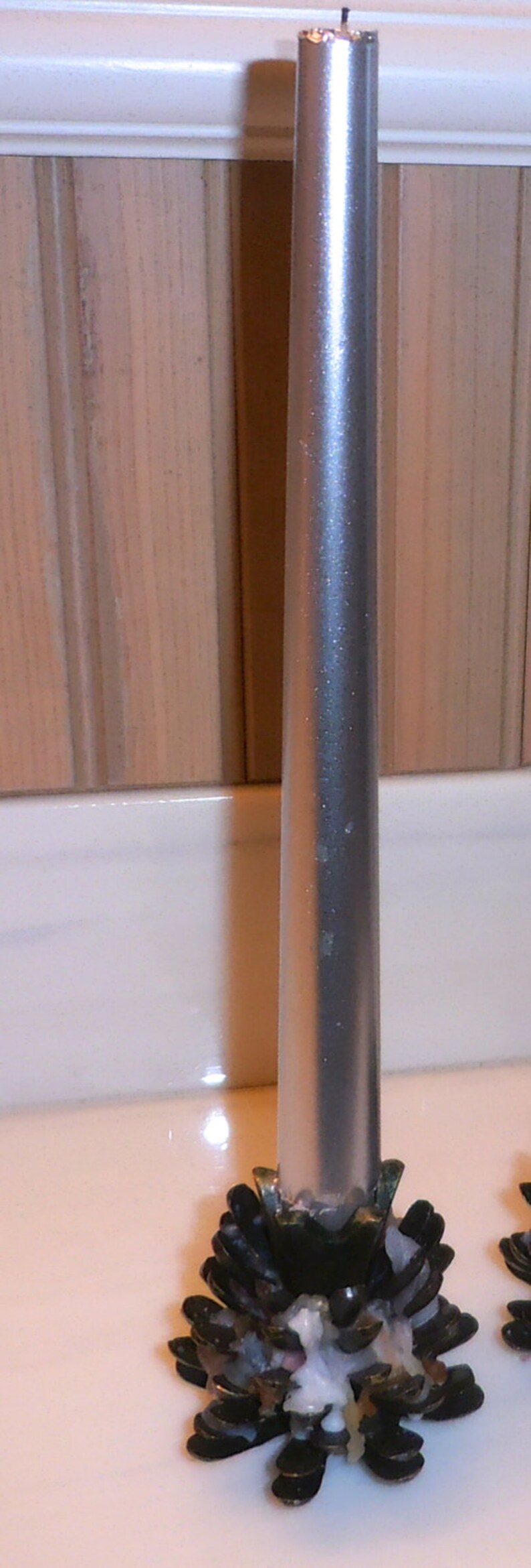 Pine Cone Candle Holders 2 Metal Design Holiday Christmas Etsy