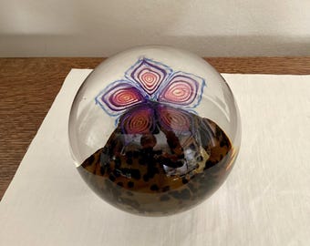 Hand Blown Glass Paperweight Signed by Artist 1998