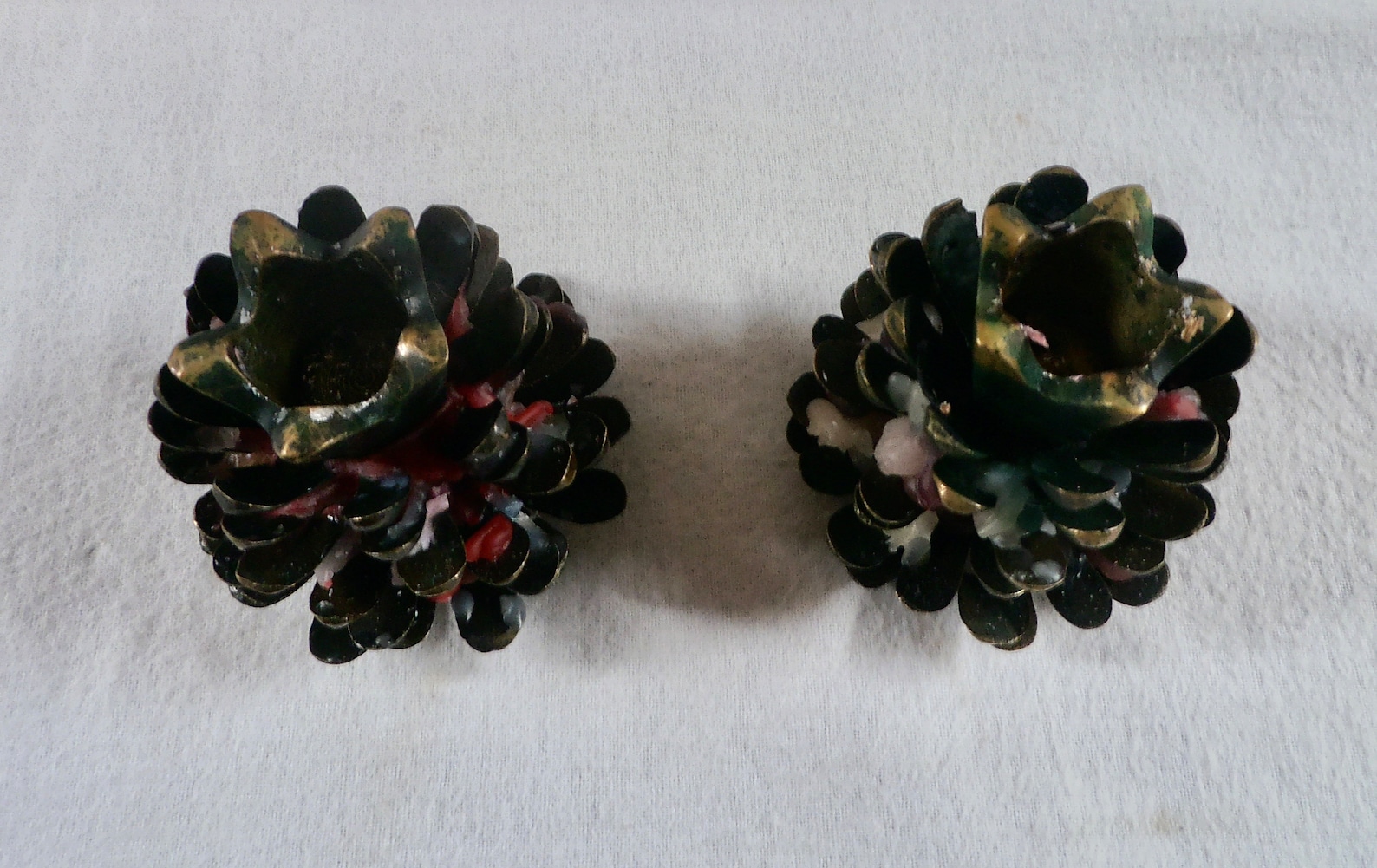 Pine Cone Candle Holders 2 Metal Design Holiday Christmas Etsy