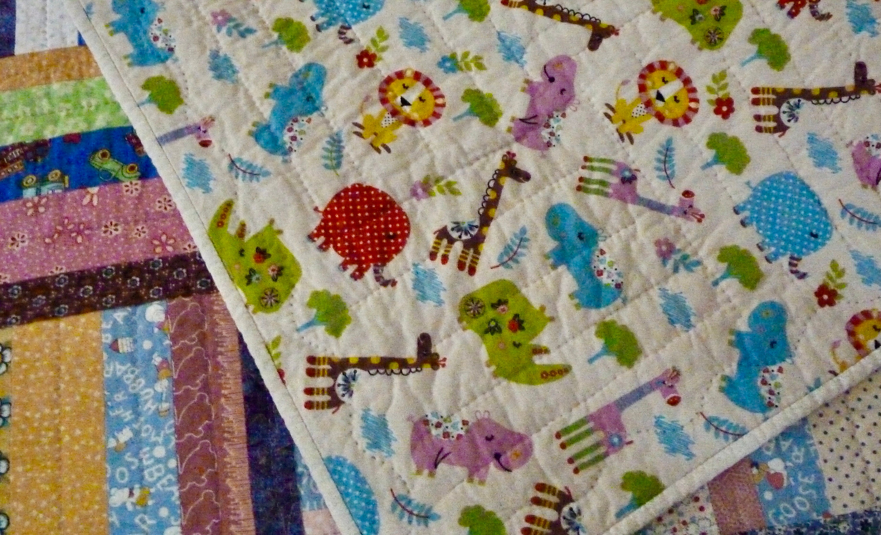 Quilt Baby or Lap/throw Quilt Scrappy Strips Colorful Hand | Etsy