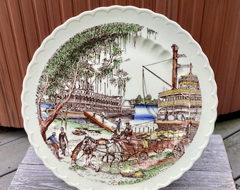 Vernon Kilns Bits of the Old South 14-Inch Chop Plate Down on the Levee
