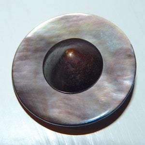 Button Round Pearl and Copper Shade Vintage Button image 2