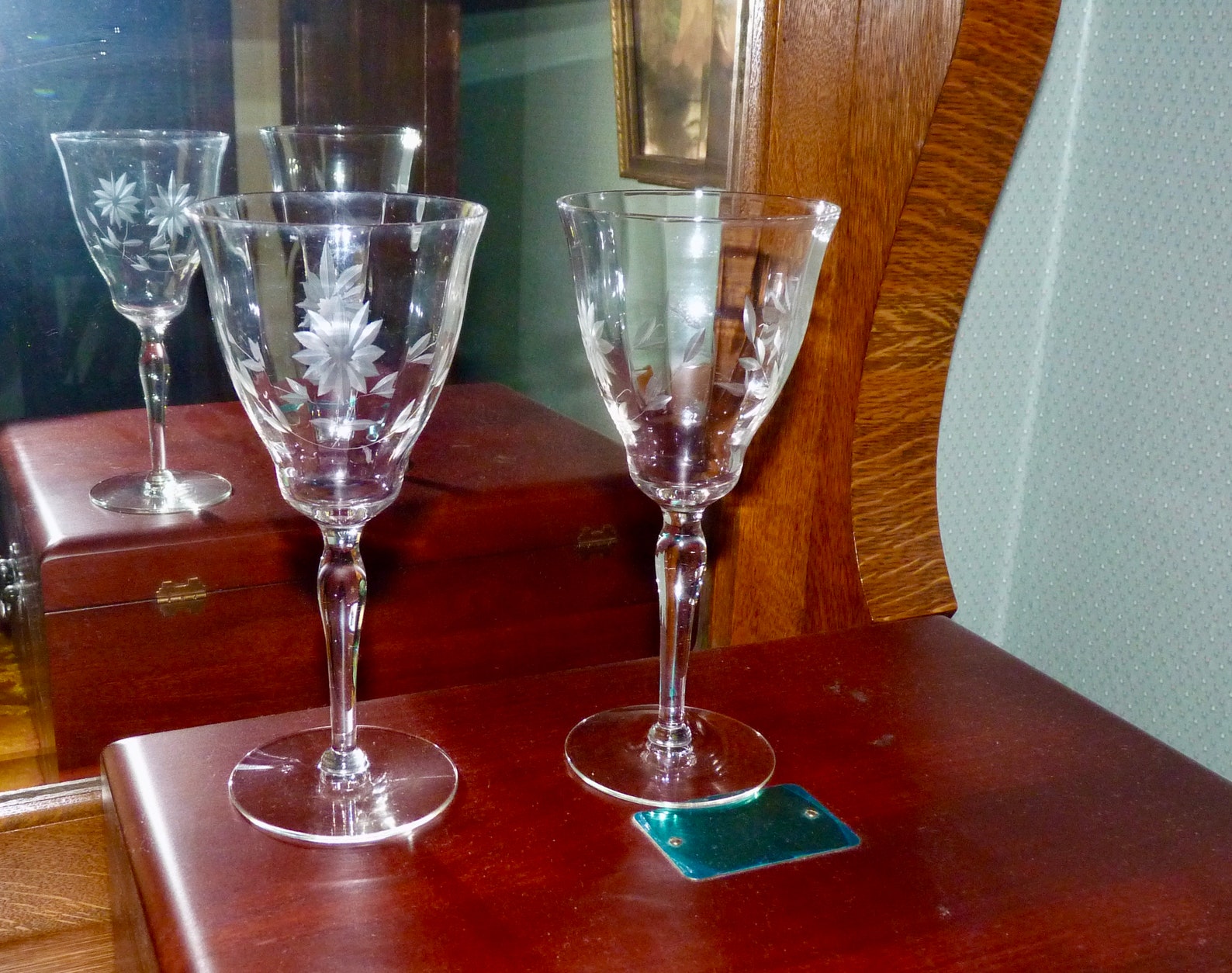 Vintage Stemmed Etched Crystal Water Goblets Two Glasses Etsy