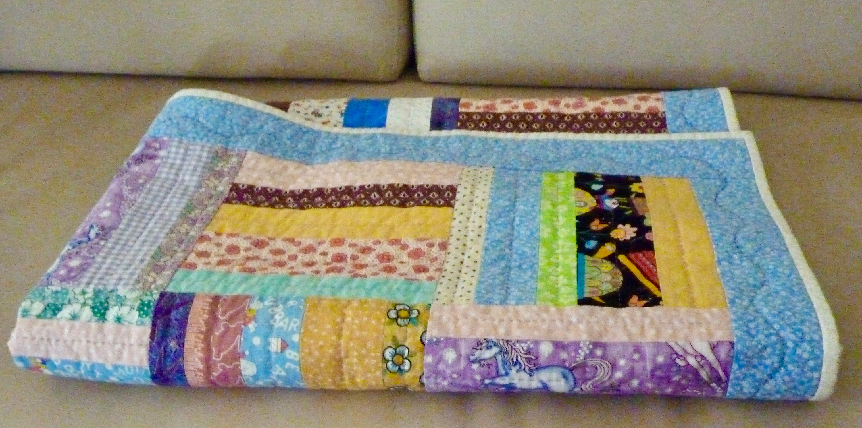 Quilt Baby or Lap/throw Quilt Scrappy Strips Colorful Hand | Etsy