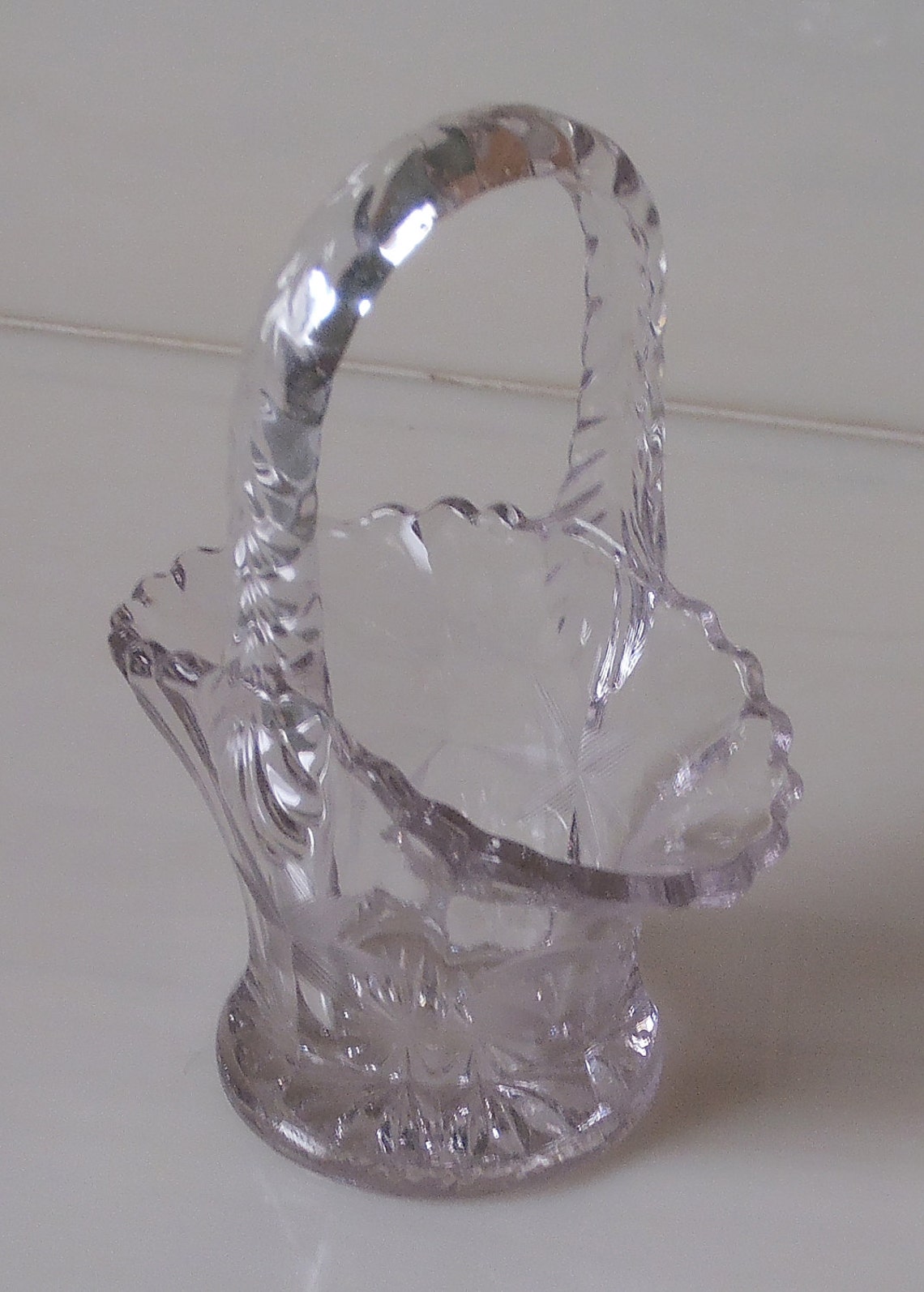 Vase Etched Crystal Glass Basket Duncan Miller Etsy