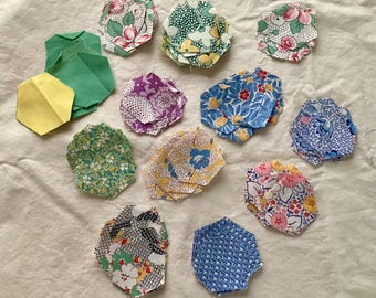 Quilt Hexagon Pieces Vintage Fabrics