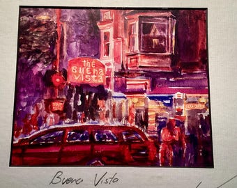 Buena Vista San Francisco Original Watercolor Painting Signed by Artist