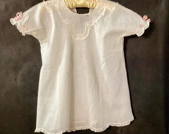 Antique Victorian Era Hand Made Dainty Baby Dress, Slip and Bib