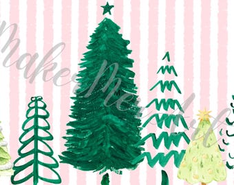 Pink Striped X-mas Tree Desktop Wallpaper