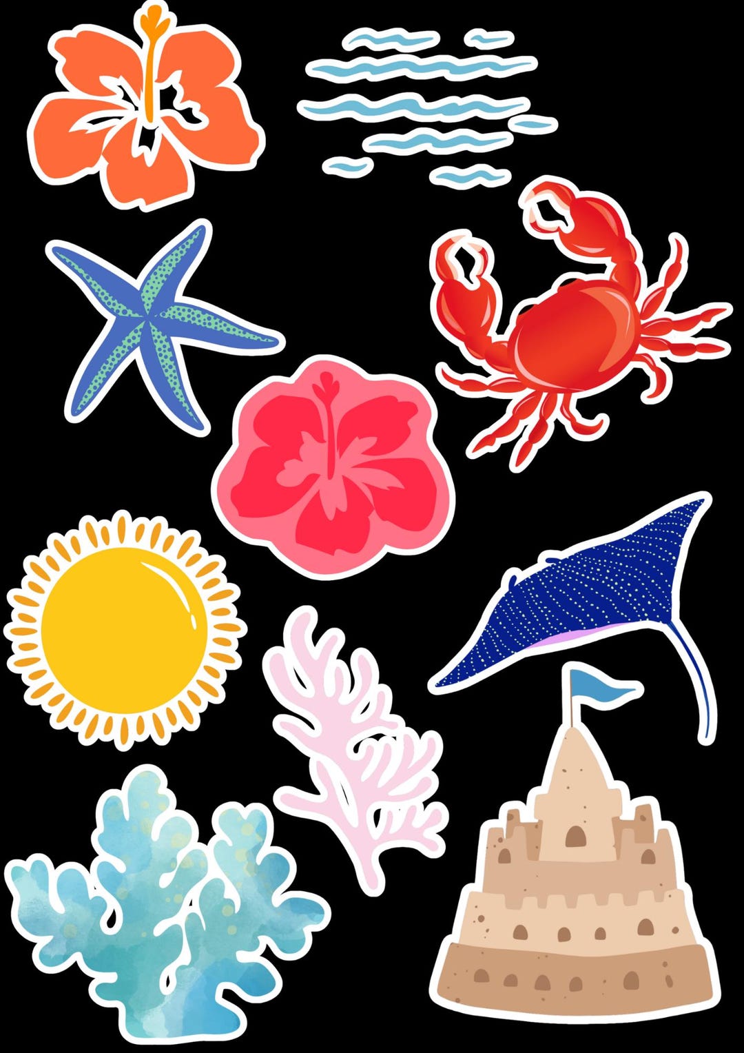 Ocean Drawing Sticker Ocean/water Stickers - Etsy