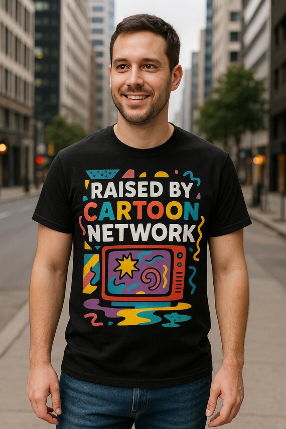 Raised by Cartoon Network Shirt – 90s Nostalgia Tee, Retro Cartoon T-Shirt, Heather Red Unisex Graphic Tee, Millennials Gift