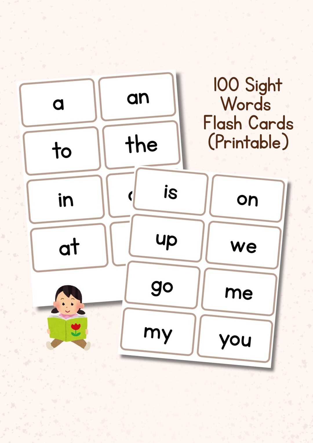100 Sight Words Printable for Toddlers, Preschoolers, Kindergarten ...