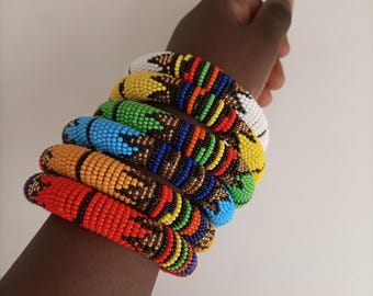 Zulu Beaded Bracelet | Handmade African Accessories | Tribal Jewelry | Colorful Beadwork | Afrocentric Gift for Women