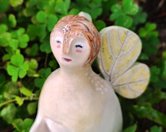 Guardian Fairy of the Forest, Ceramic Sculpture, Unique Ring Holder, Ceramic Figurine