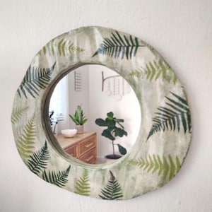 Wall Mirror, Ceramic Mirror, Fern Design
