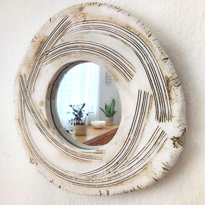 Wabi Sabi Ceramic Mirror, Small Ceramic Mirror, Contemporary Design Wall Mirror