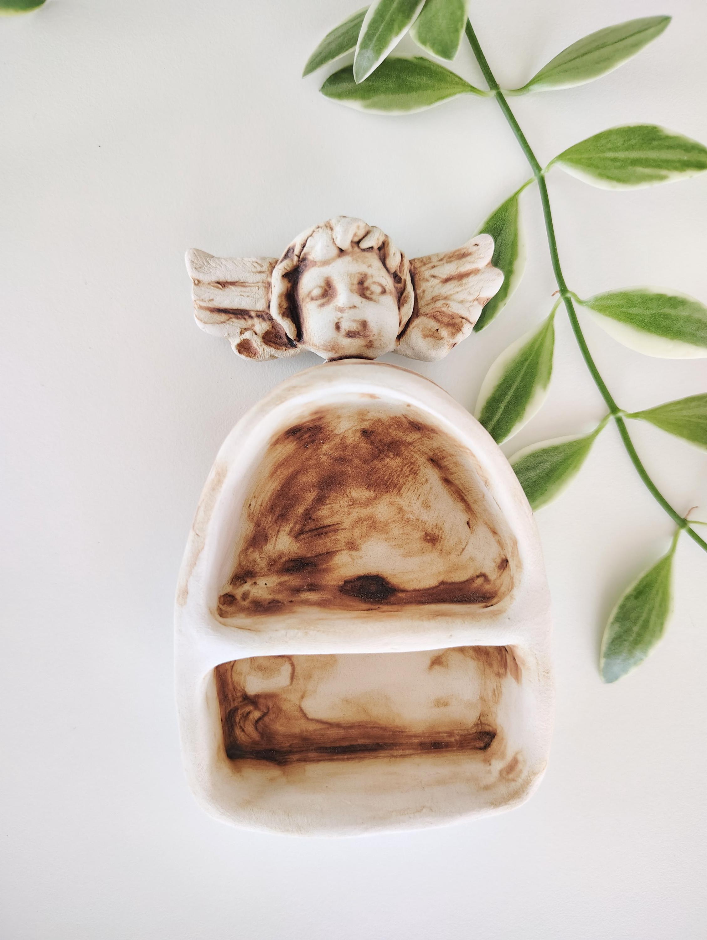Little Guardian Angel Ceramic Altar, Small Ceramic Curio
