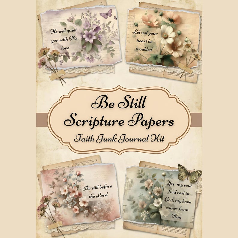 Empty Scripture Paper Be Still Scripture Junk Journal Papers, Christian Digital Paper, Faith ...