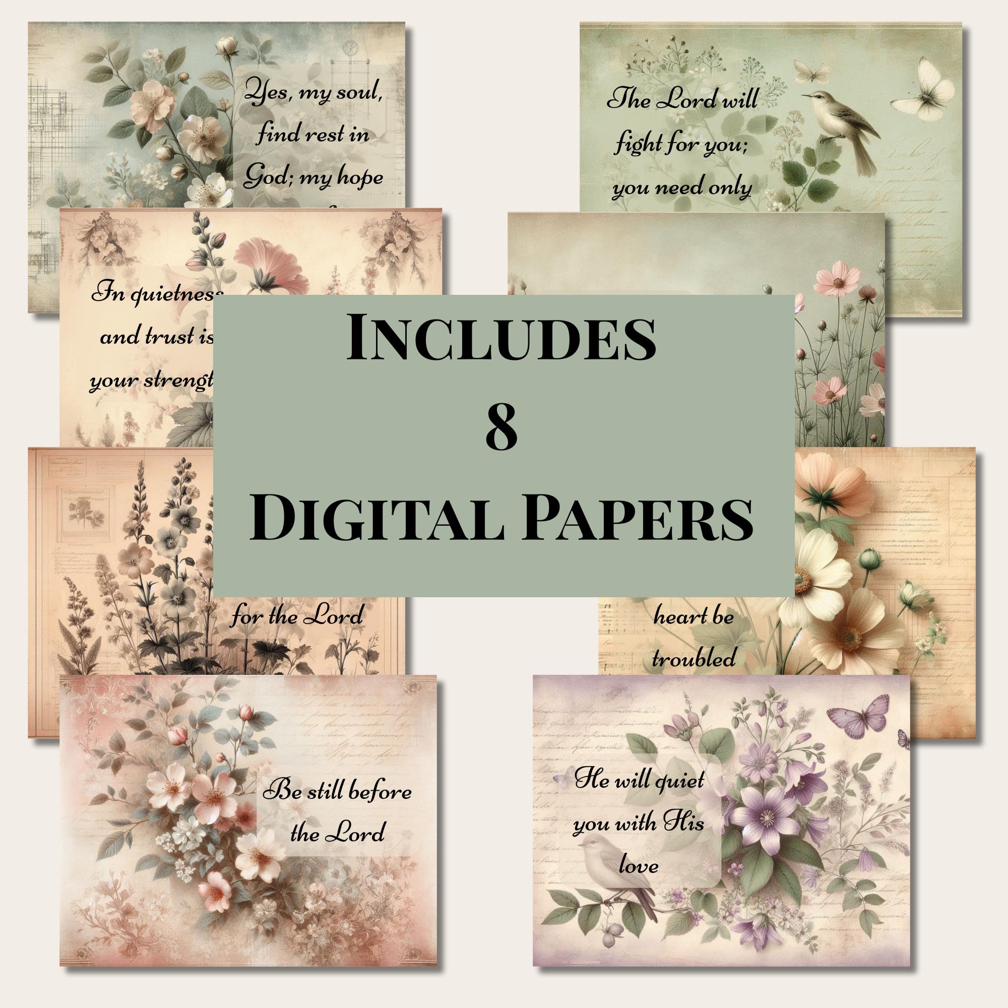 Scripure Paper Be Still Scripture Junk Journal Papers, Christian Digital Paper, Faith ...