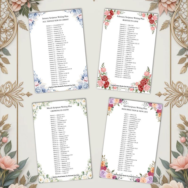 12 Month Scripture Writing Plan PDF, 8.5x11 & 6x9, Digital Bible Study ...