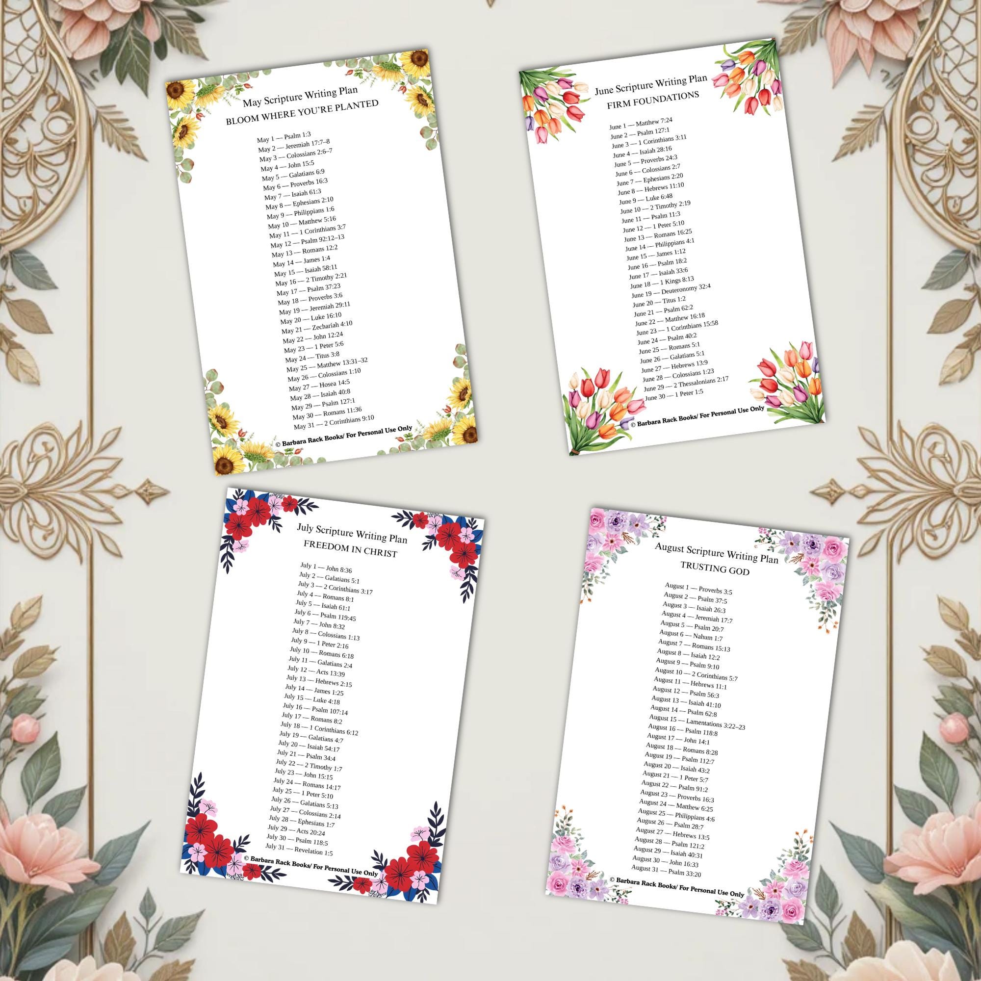 12 Month Scripture Writing Plan PDF, 8.5x11 & 6x9, Digital Bible Study ...