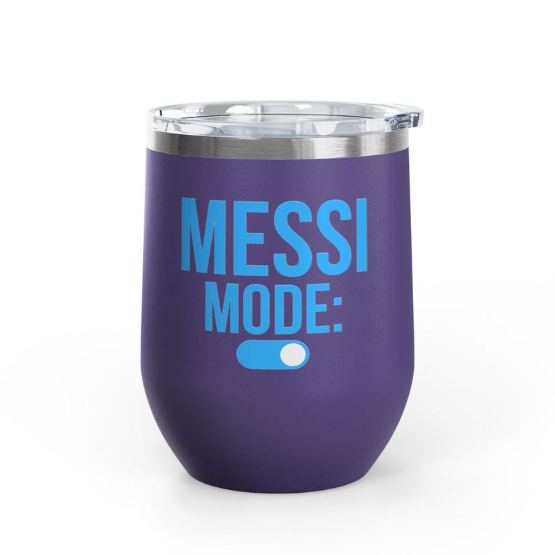 Messi Mode On Wine Tumbler 12oz | Soccer Fan Gift | Funny Football Tumbler Dark Purple
