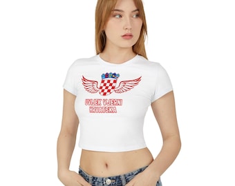 Uvijek Vjerni Hrvatska Crop Top, Croatia Graphic Baby Tee, Organic Cotton Croatian Pride Shirt, Soccer Fan Gift